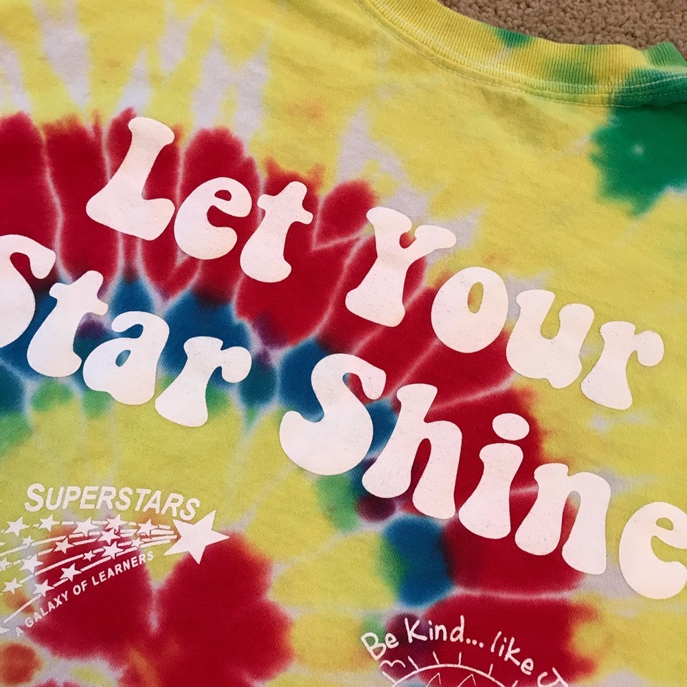 Be Kind Colorful Tie Dye T Shirt Size Medium Let Your Star Shine Festival Pride - Picture 9 of 9